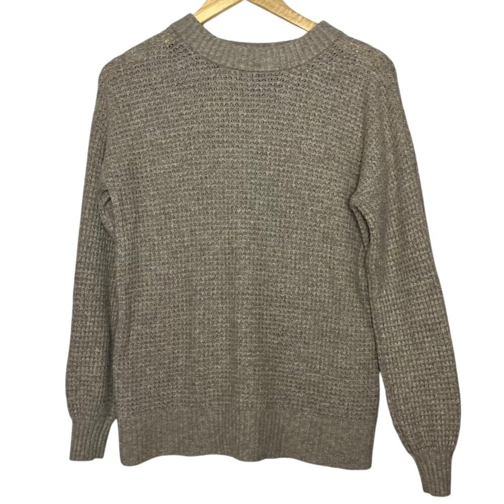 American Eagle Womens XS Waffle Knit Pullover Sweater Taupe Tan Casual Oversized
